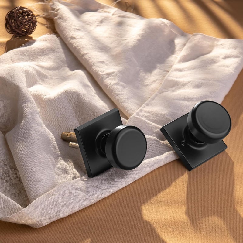 NCSEN 2 Pack Black Interior Door Knobs for Hall & Closet, Pismo Doorknob with Square Rosette, Heavy Duty Passage Door Handle - Image 4
